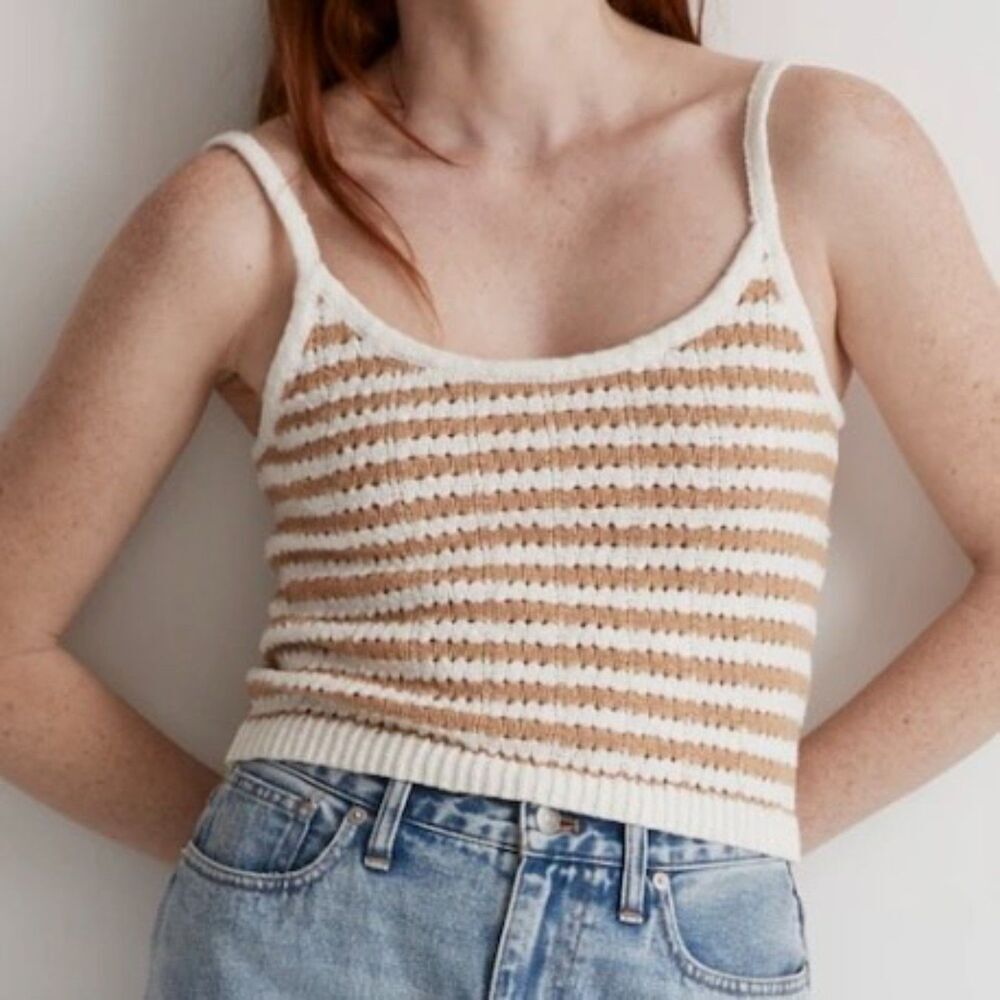 Madewell Striped Open-Stitch Sweater Tank XS